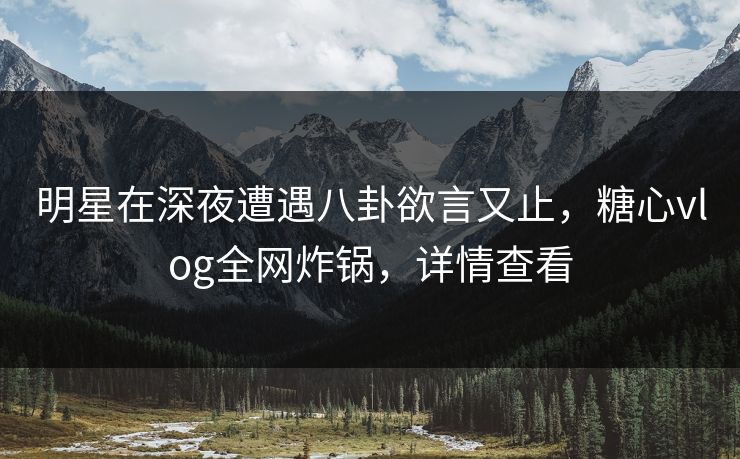 明星在深夜遭遇八卦欲言又止,糖心vlog全网炸锅,详情查看 明星在深夜遭遇八卦欲言又止,糖心vlog全网炸锅,详情查看