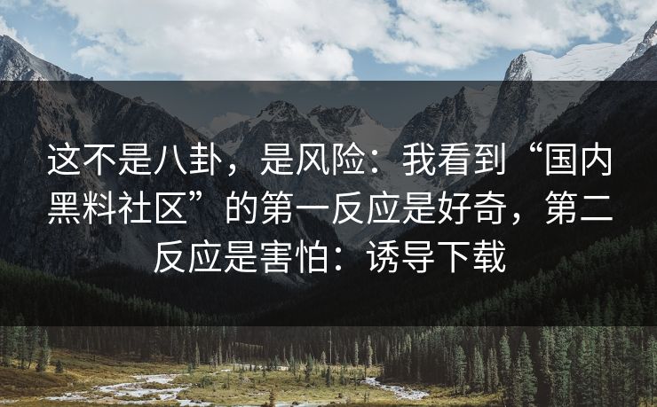 这不是八卦,是风险:我看到“国内黑料社区”的第一反应是好奇,第二反应是害怕:诱导下载 这不是八卦,是风险:我看到“国内黑料社区”的第一反应是好奇,第二反应是害怕:诱导下载